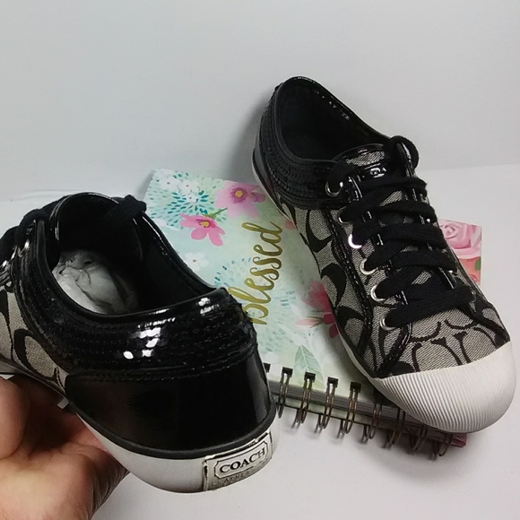 COACH women's zorra gray/black sneakers - Picture 2 of 8